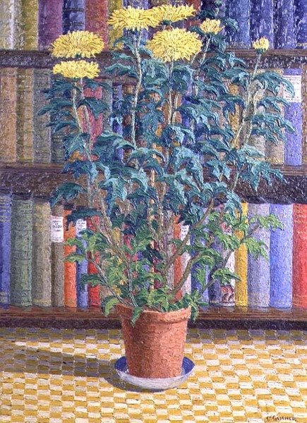 Gele Chrysanten in een Bloempot door Charles Ginner