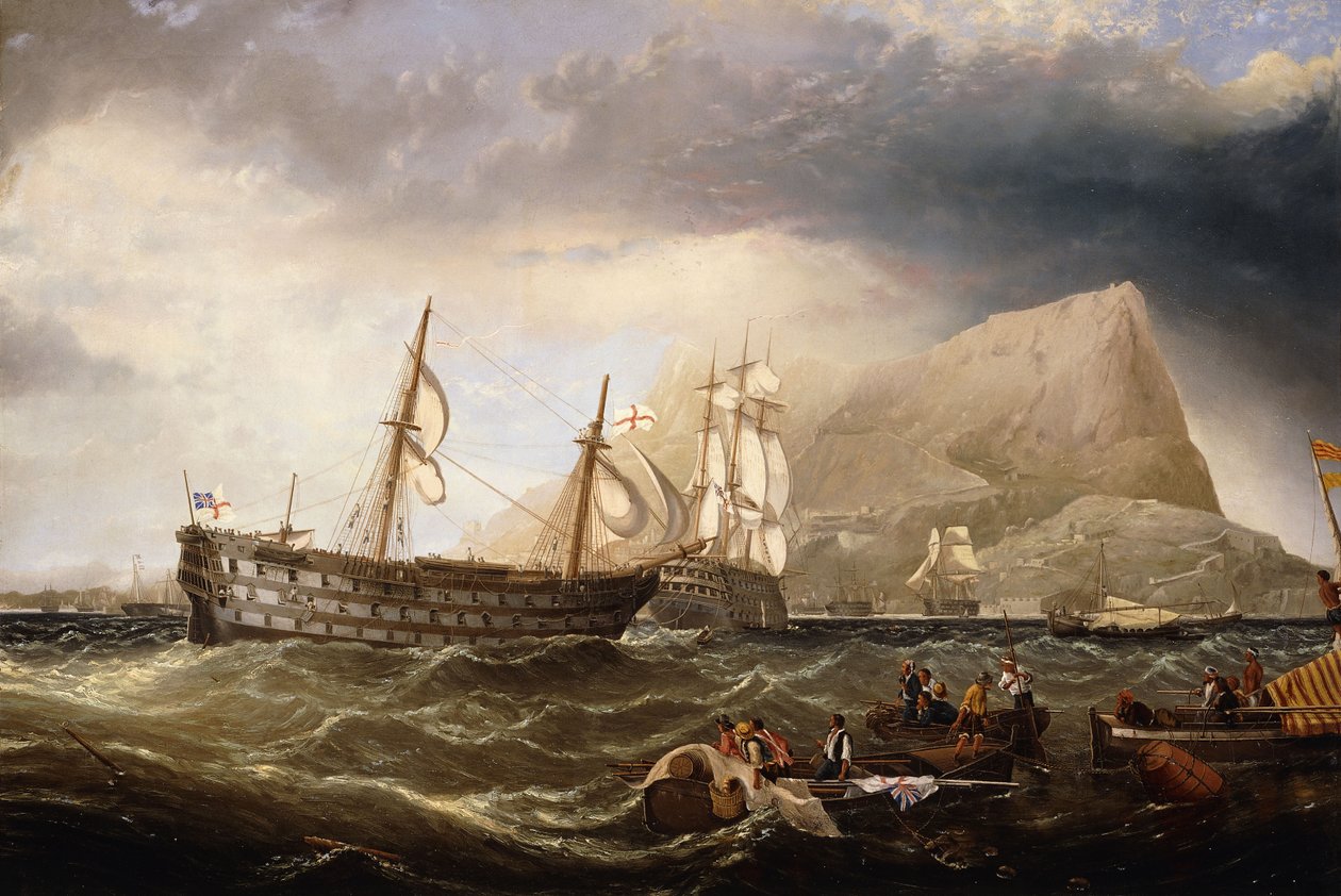 Schepen bij Gibraltar, 1877 door Charles Henry Miller
