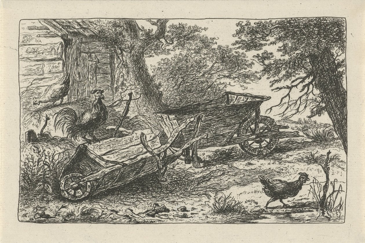 Twee kruiwagens door Charles Howard Hodges (possibly)