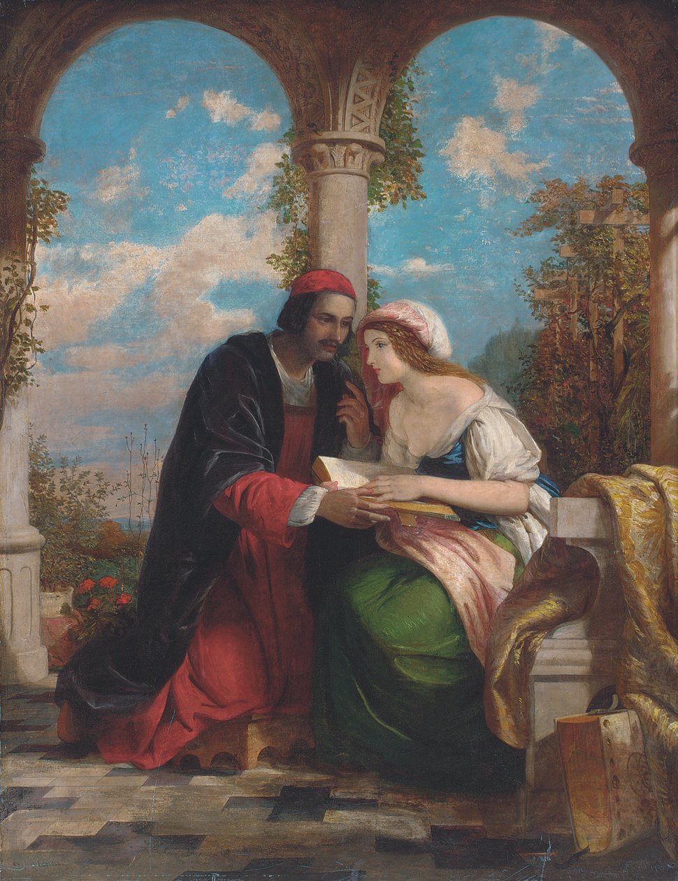 Abelard en Heloise op een terras door Charles Lock Eastlake