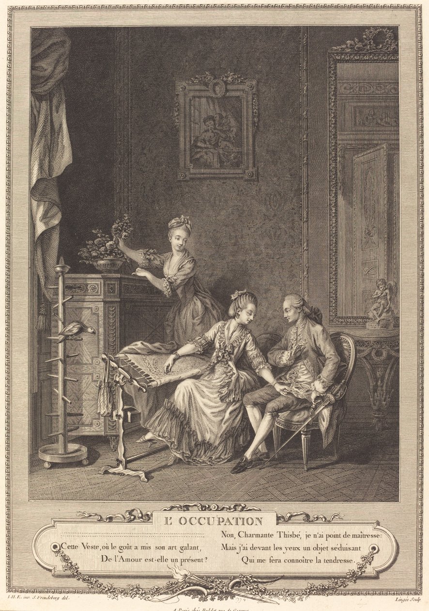 De bezigheid door Charles Louis Lingée after Sigmund Freudenberger