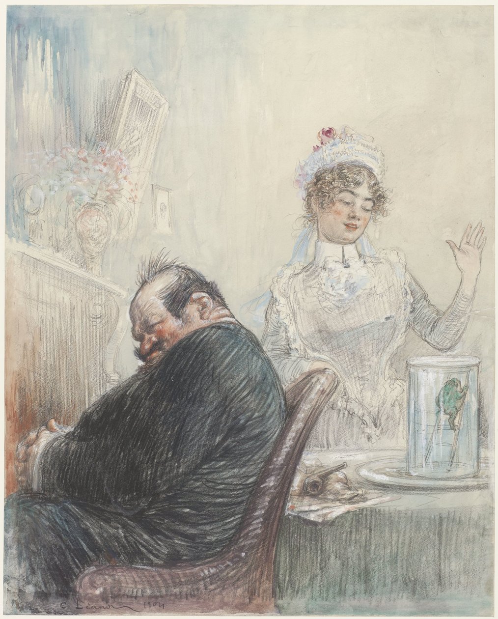 De grijsaard en de kikker door Charles Lucien Leandre