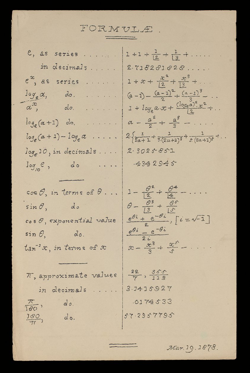Formules, Oxford door Charles Lutwidge Dodgson