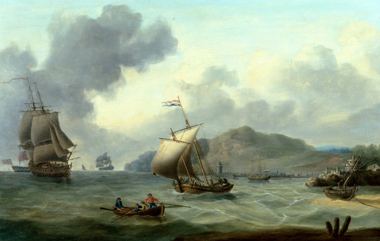 Schepen bij het eiland Tenerife door Charles Martin Powell