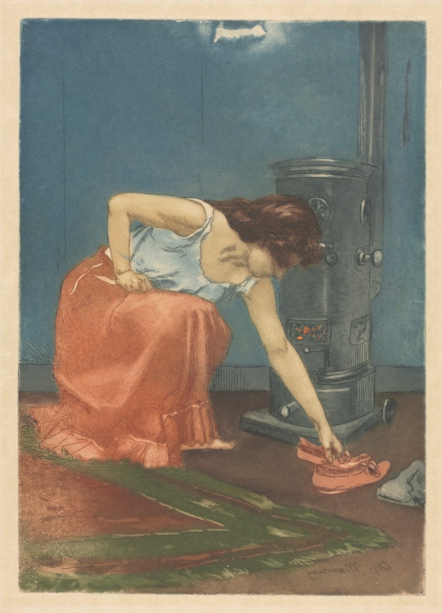 De pantoffels (kleurets en aquatint) door Charles Maurin