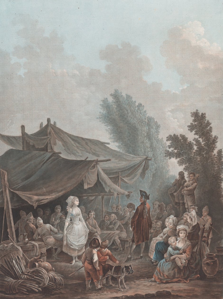 Dorpsbruiloft, 1788-94 door Charles Melchior Descourtis