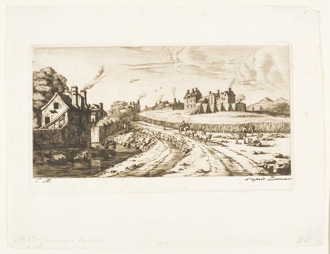 Ingang naar de Buitenwijk van Saint-Marceau, Parijs door Charles Meryon