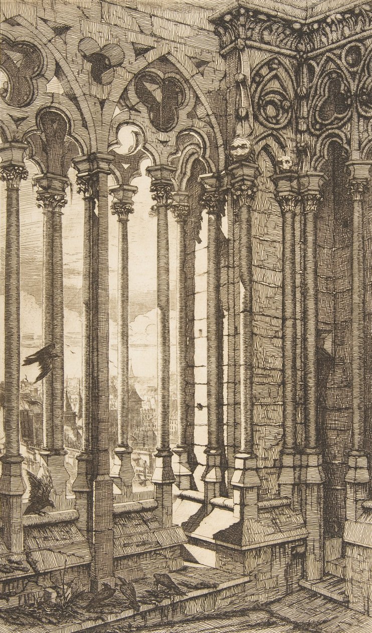 Galerij, Nôtre-Dame kathedraal, Parijs, 1853 door Charles Meryon