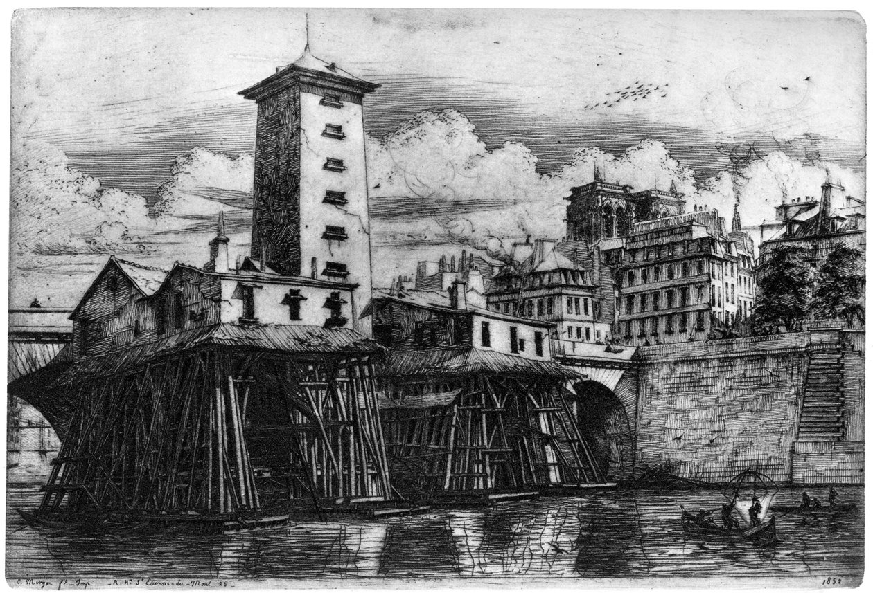 La Pompe Notre-Dame, ca. 1841-1868 1924 door Charles Meryon