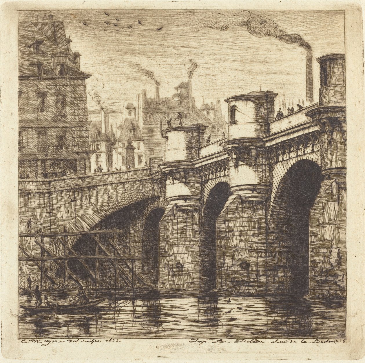Le Pont Neuf, Parijs door Charles Meryon