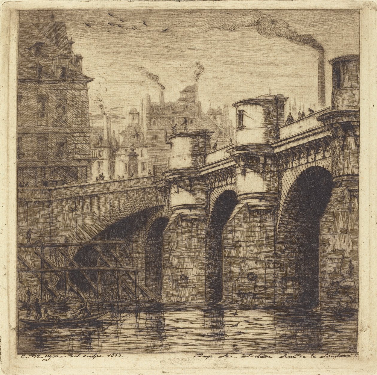 Le Pont Neuf, Parijs door Charles Meryon