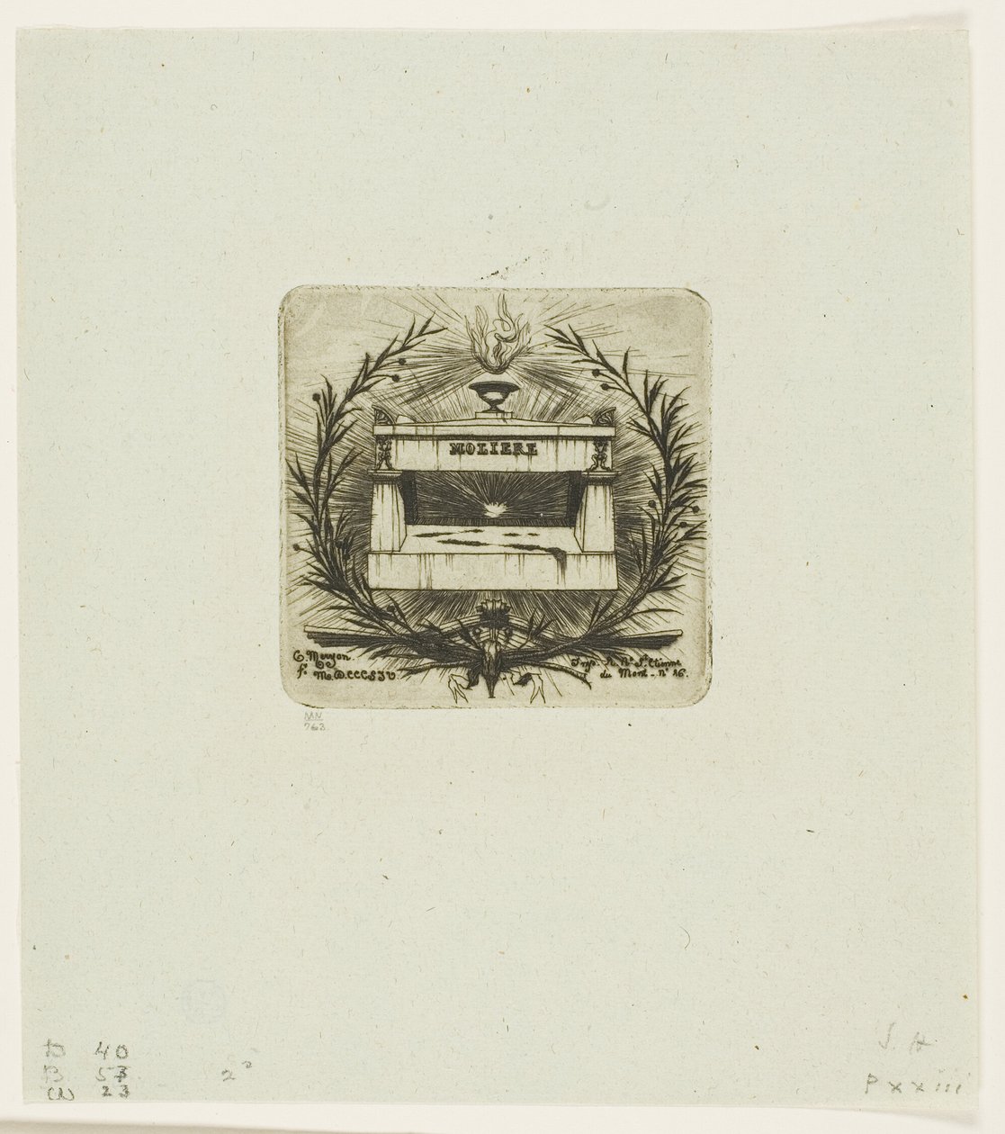Graf van Molière, begraafplaats Père-Lachaise, Parijs door Charles Meryon