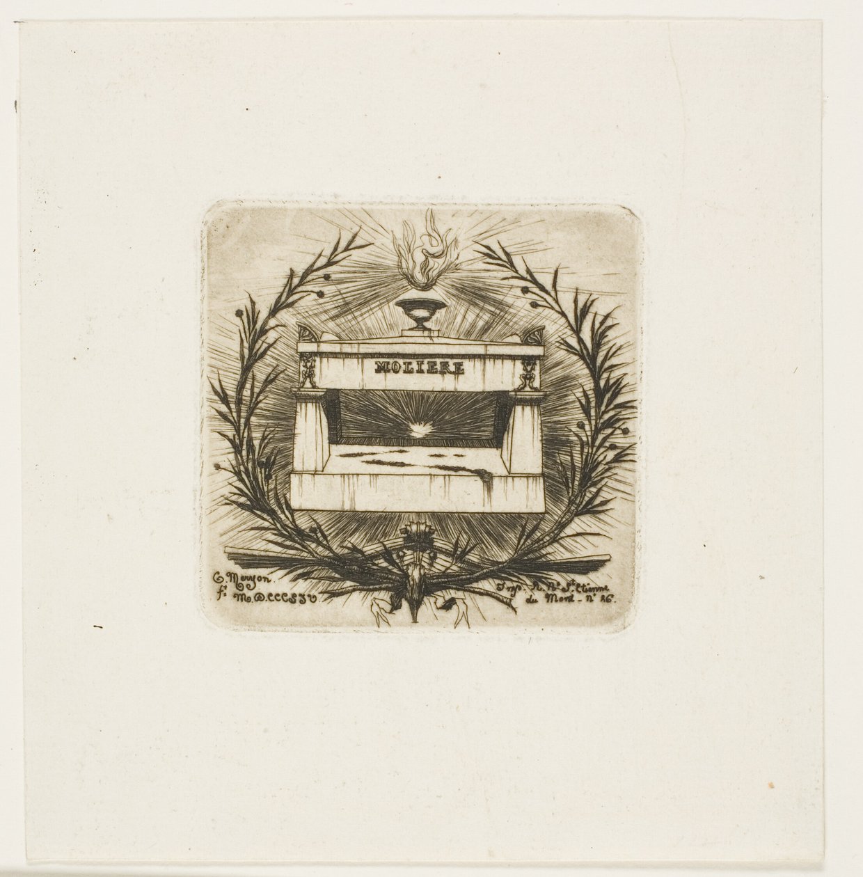 Graf van Molière, begraafplaats Père-Lachaise, Parijs door Charles Meryon