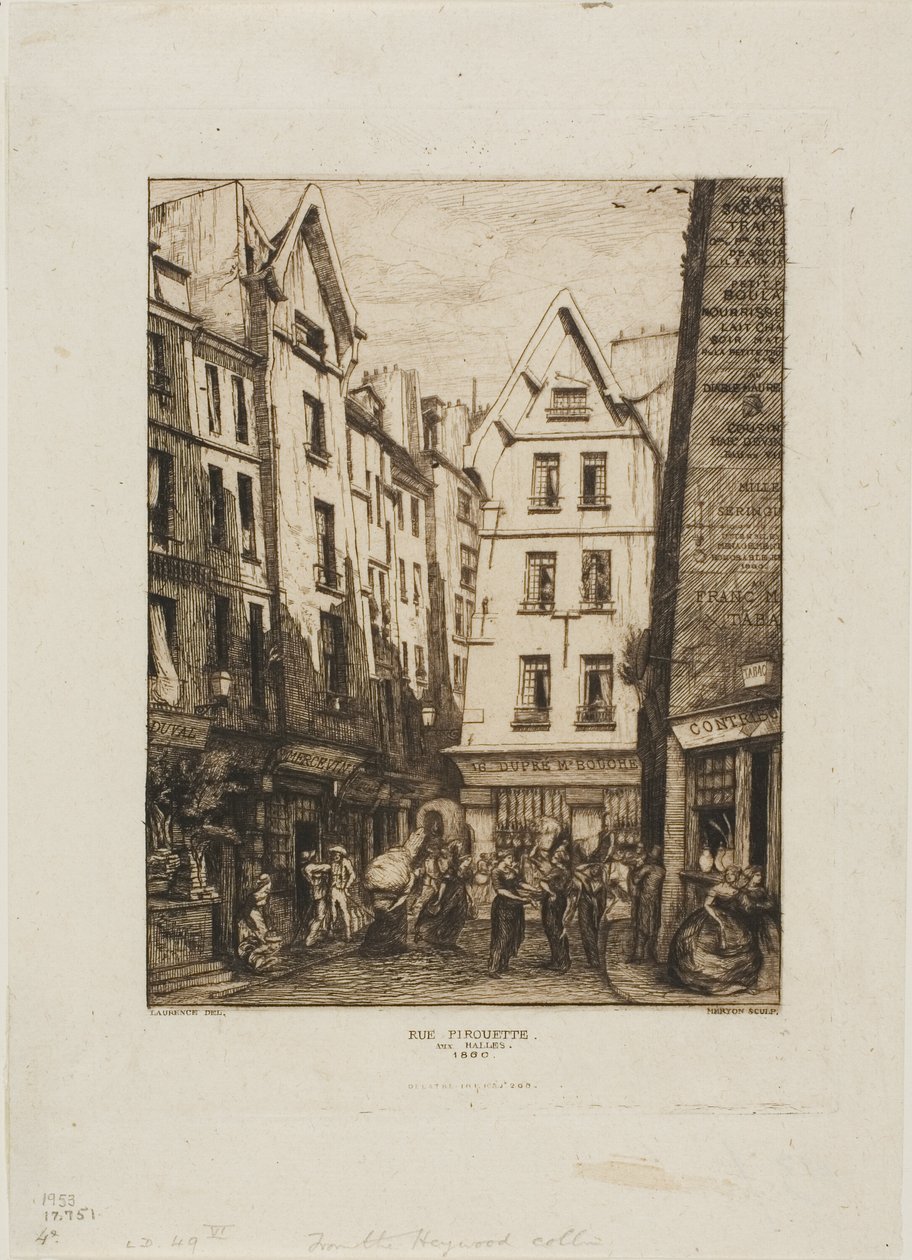 Rue Pirouette aux Halles, Parijs door Charles Meryon