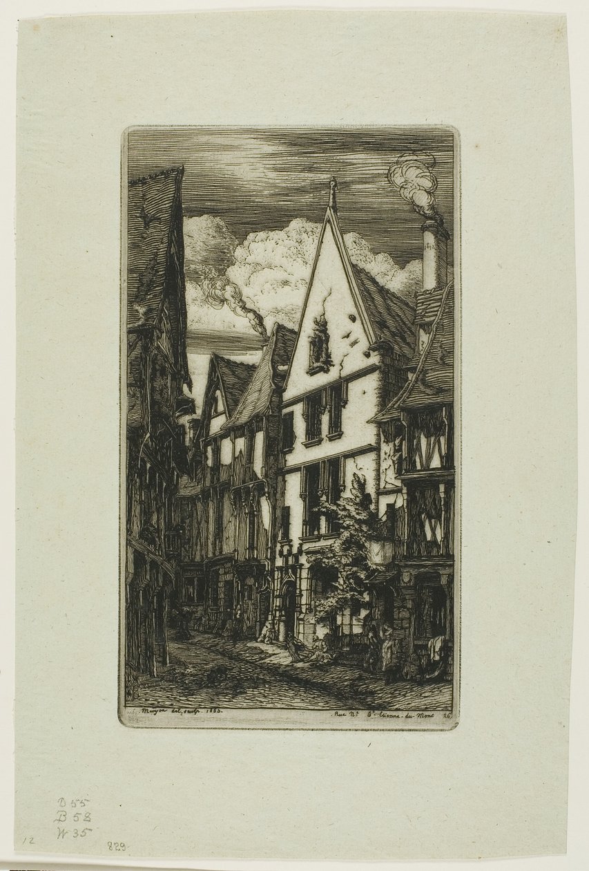 Rue des Toiles, Bourges door Charles Meryon