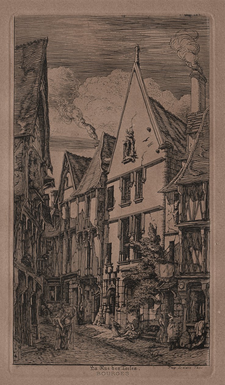 Rue des Toilés, Bourges door Charles Meryon