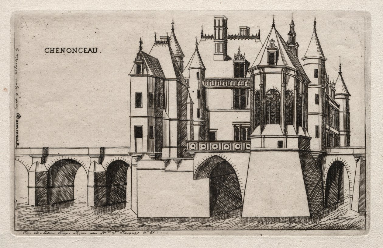 Het Kasteel van Chenonceau door Charles Meryon