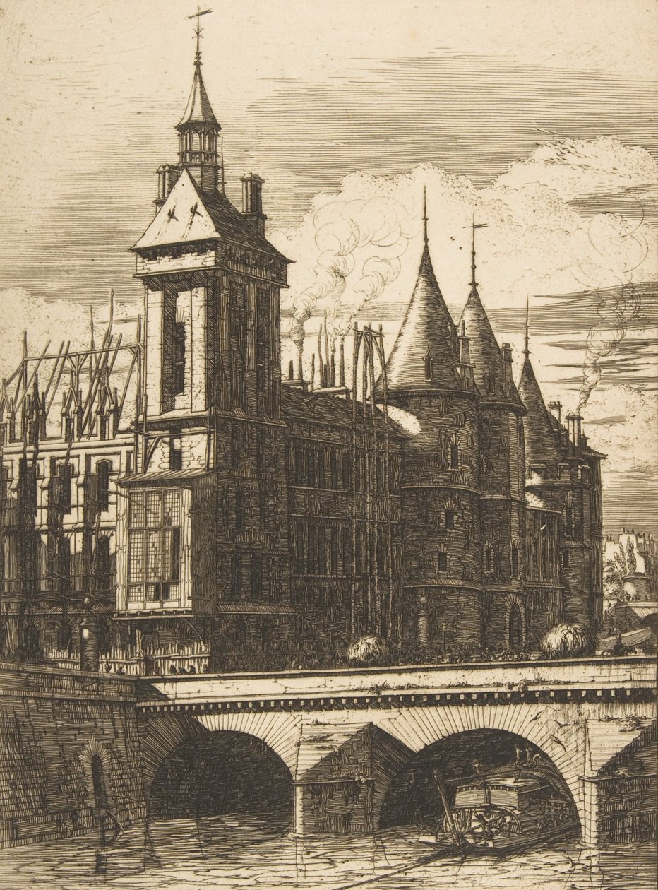 De Klokkentoren, Parijs, 1852 door Charles Meryon
