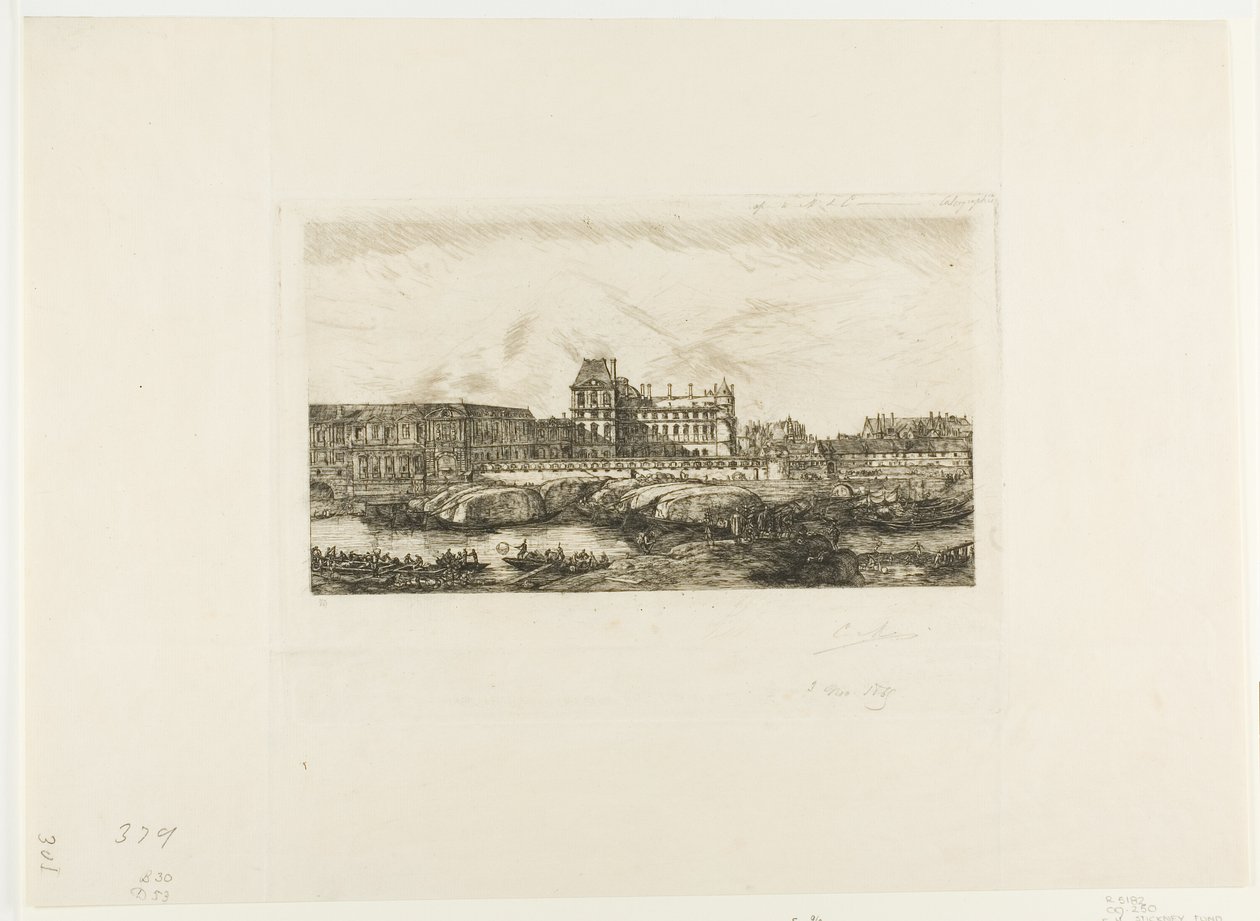 Het oude Louvre, Parijs, 1651 door Charles Meryon