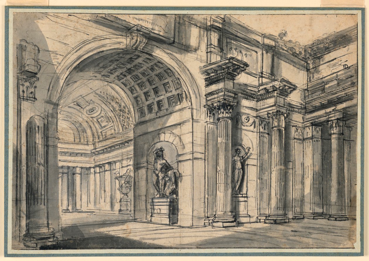 Architectonische Fantasie: Paleisinterieur door Charles Michel Ange Challe