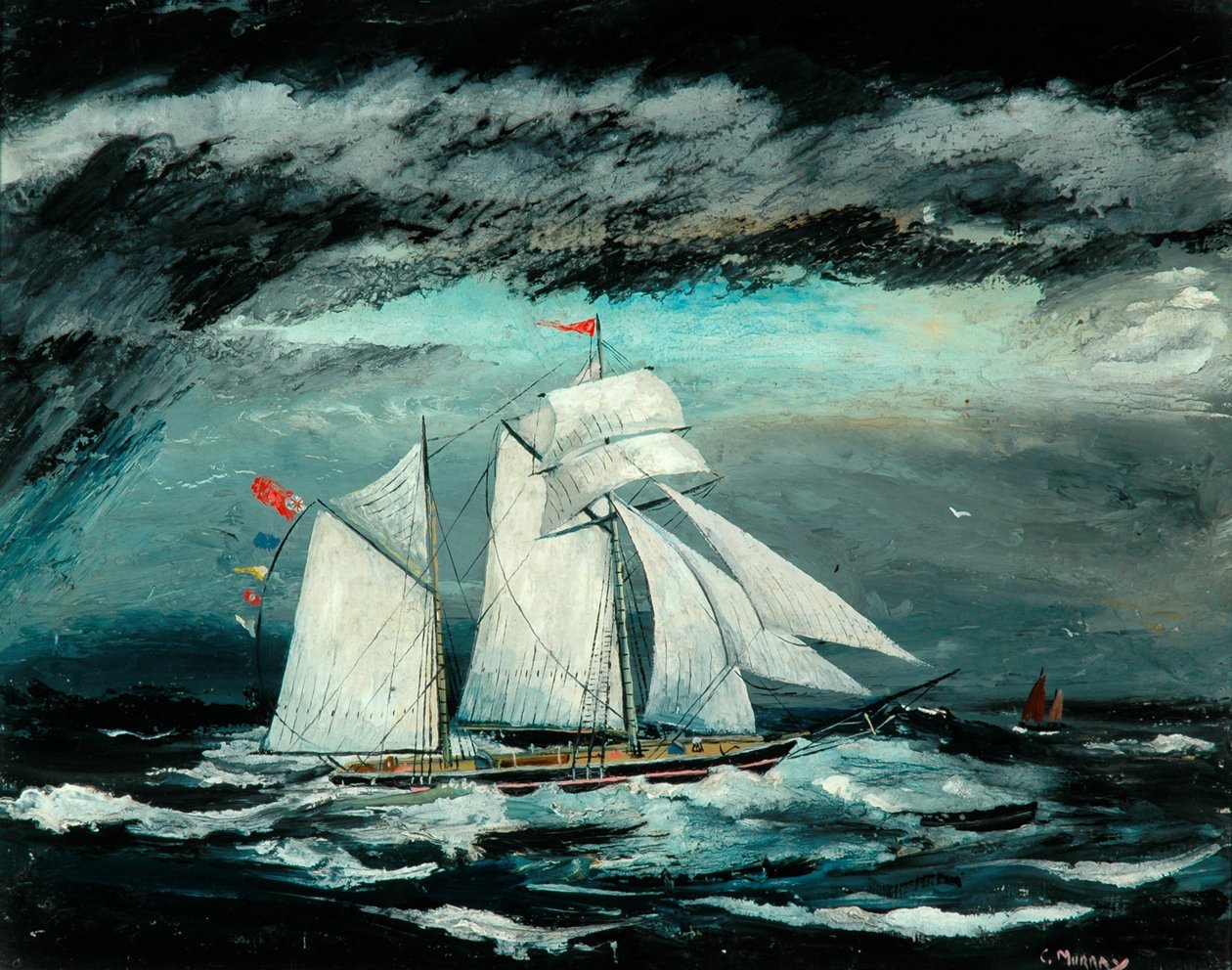 De schoener No.3 (olieverf op hardboard) door Charles Murray