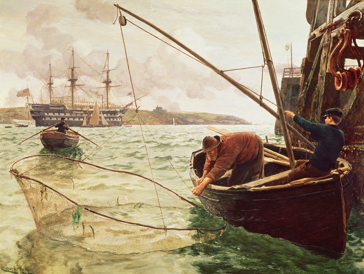 Een smelt net, 1886 door Charles Napier Hemy