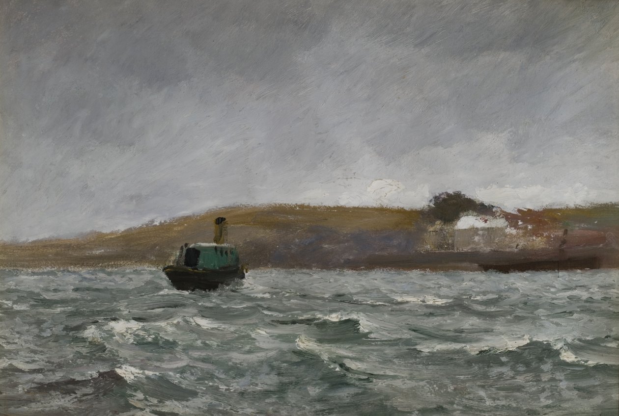 Zeegezicht met Sleepboot door Charles Napier Hemy