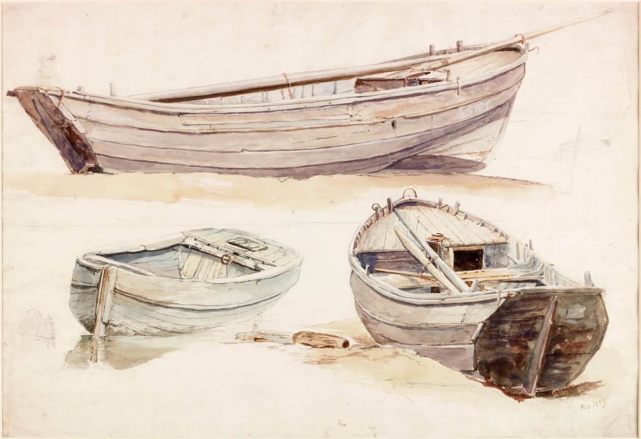 Studies van zalmboten door Charles Napier Hemy