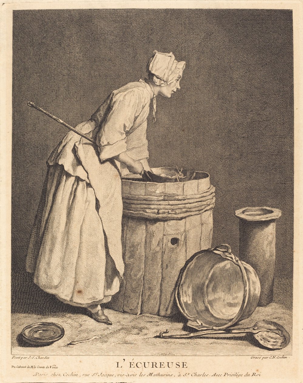 De Schraper door Charles Nicolas Cochin I after Jean Siméon Chardin