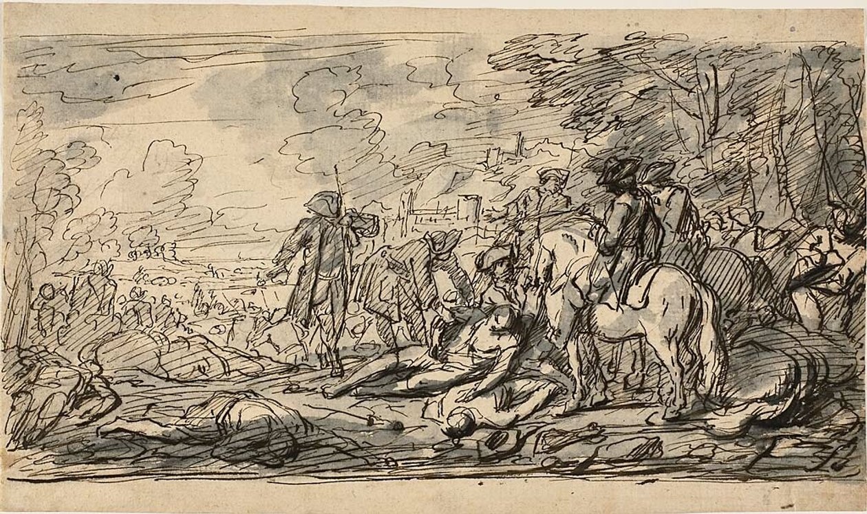 Cavalerie onderzoekt de gewonden door Charles Parrocel