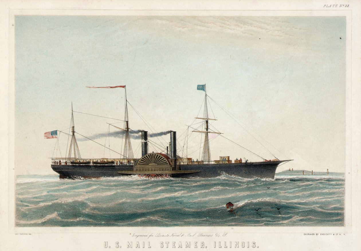 U.S. Mail Steamer, Illinois door Charles Parsons