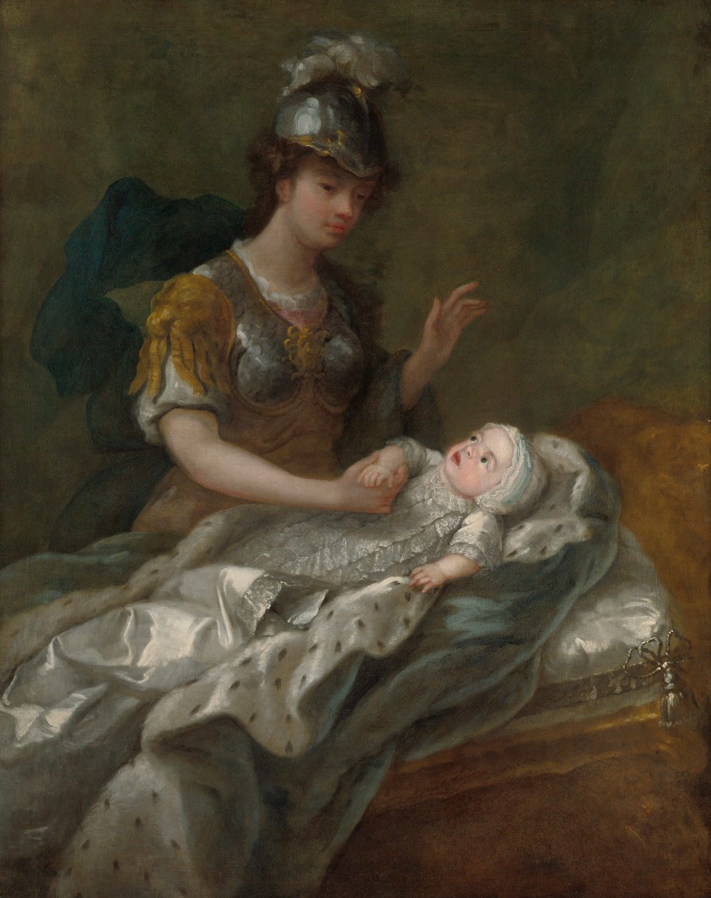 Prinses Augusta als baby, met Britannia door Charles Philips