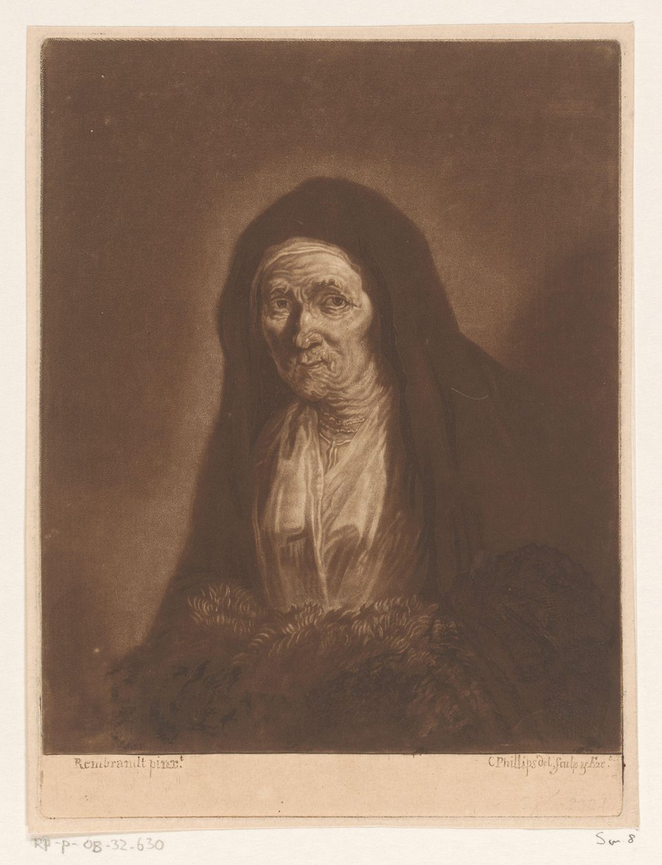 Portret van een onbekende oude vrouw door Charles Phillips