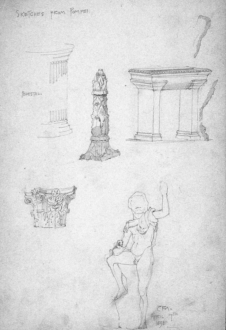 Schetsen uit Pompeii, 1891 door Charles Rennie Mackintosh