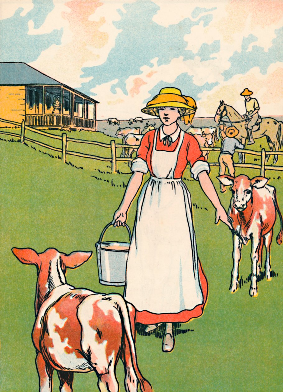 Een Australische melkveehouderij, 1912 door Charles Robinson