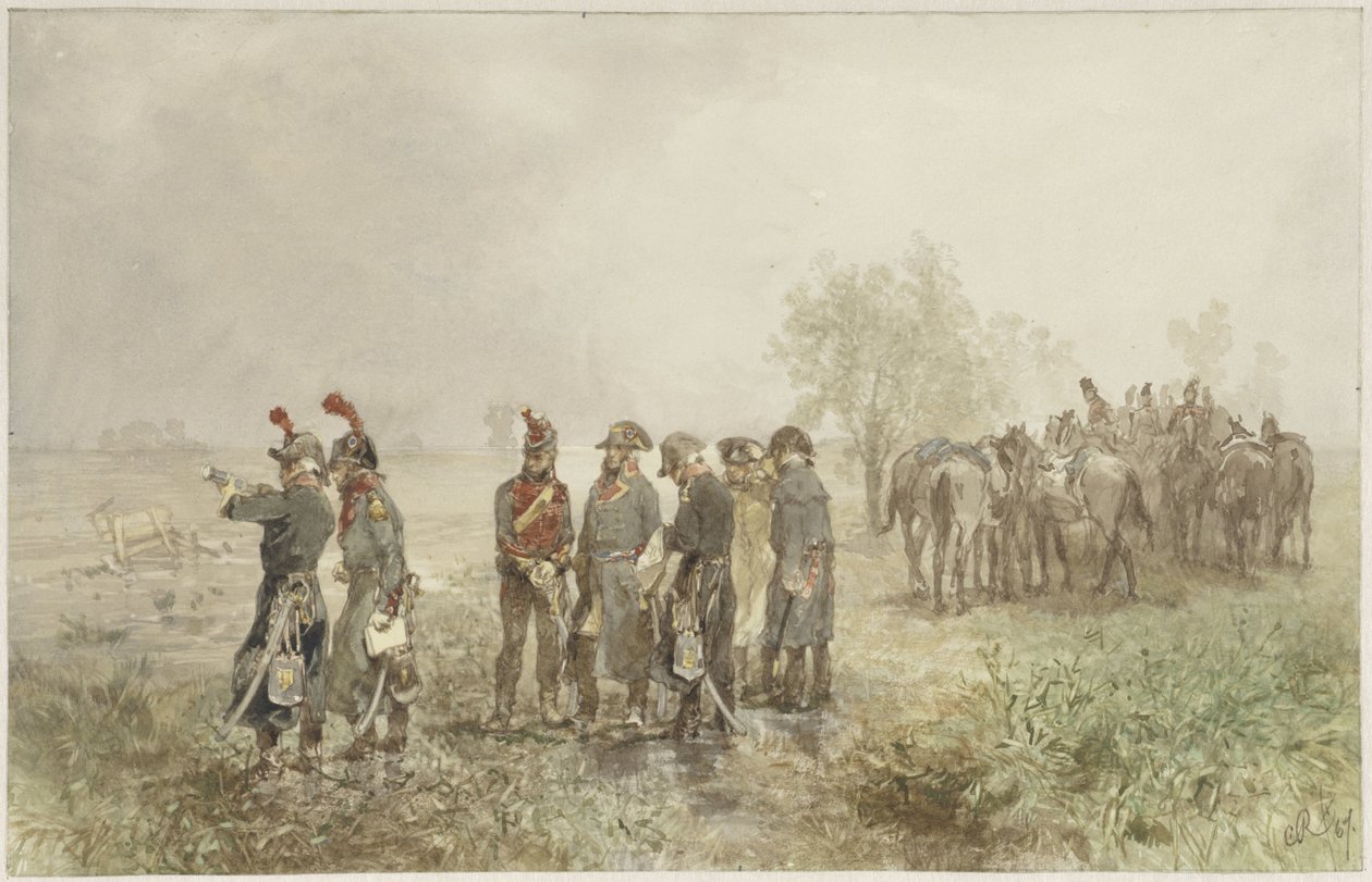Ontmoeting van Franse officieren in Holland, 1793 door Charles Rochussen