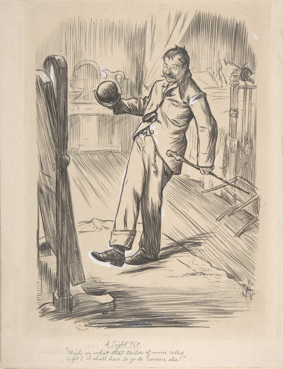 Een strakke pasvorm, 1872 door Charles Samuel Keene