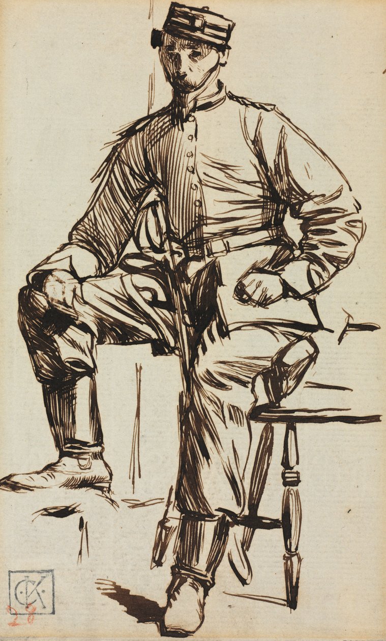 Charles Keene als vrijwilliger door Charles Samuel Keene