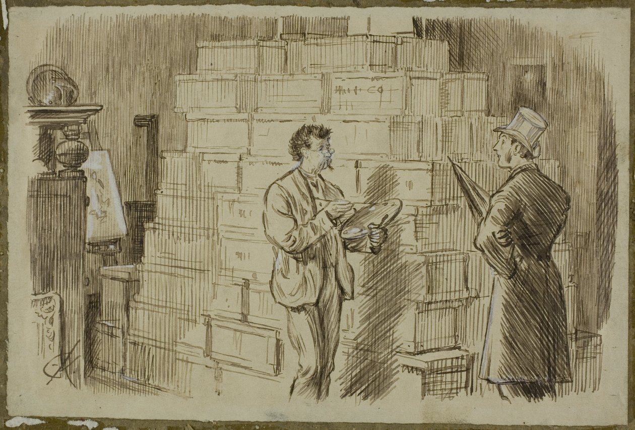 In het atelier door Charles Samuel Keene