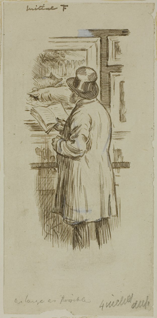 Man op tentoonstelling door Charles Samuel Keene