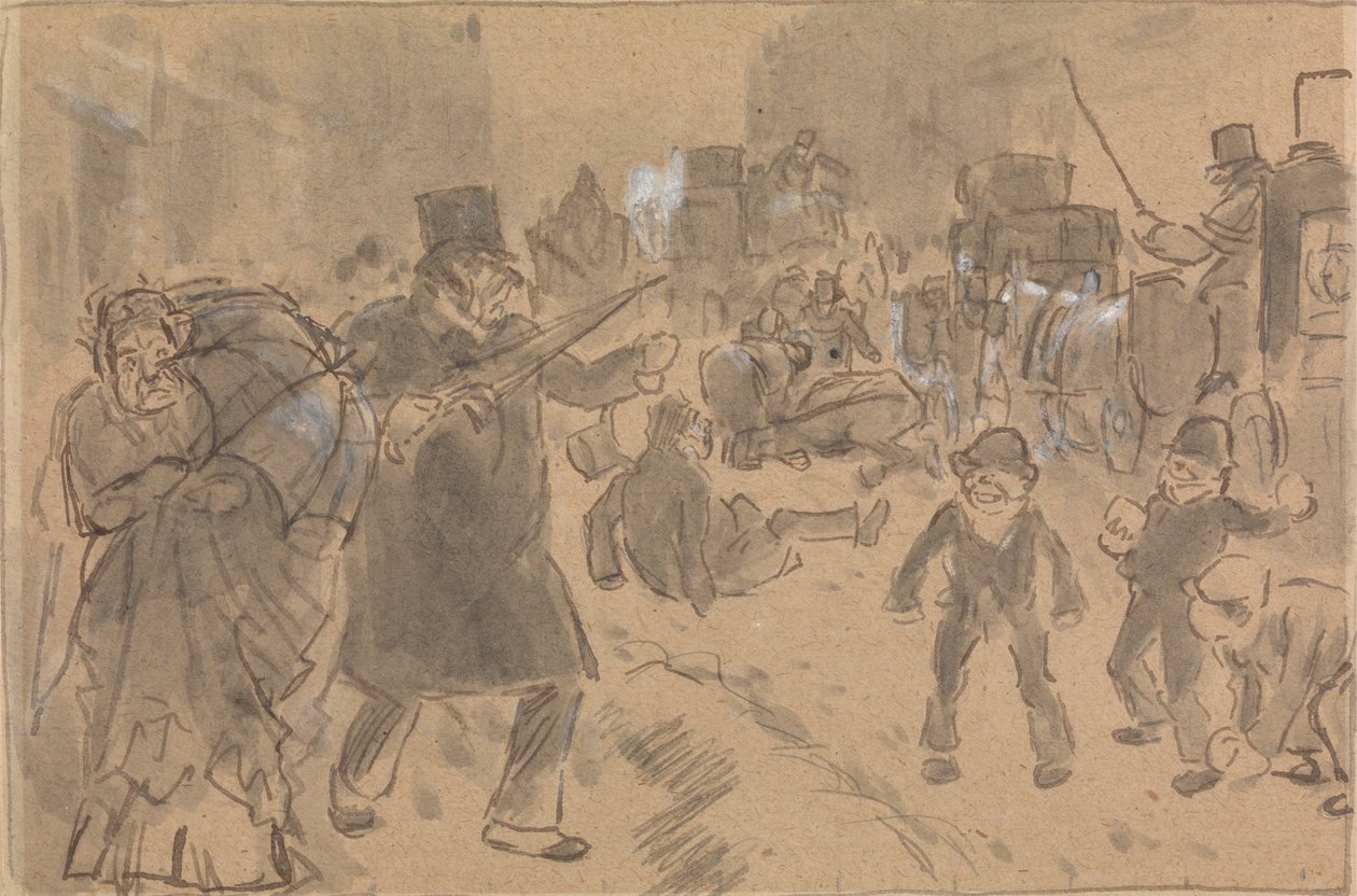 Straatscène door Charles Samuel Keene