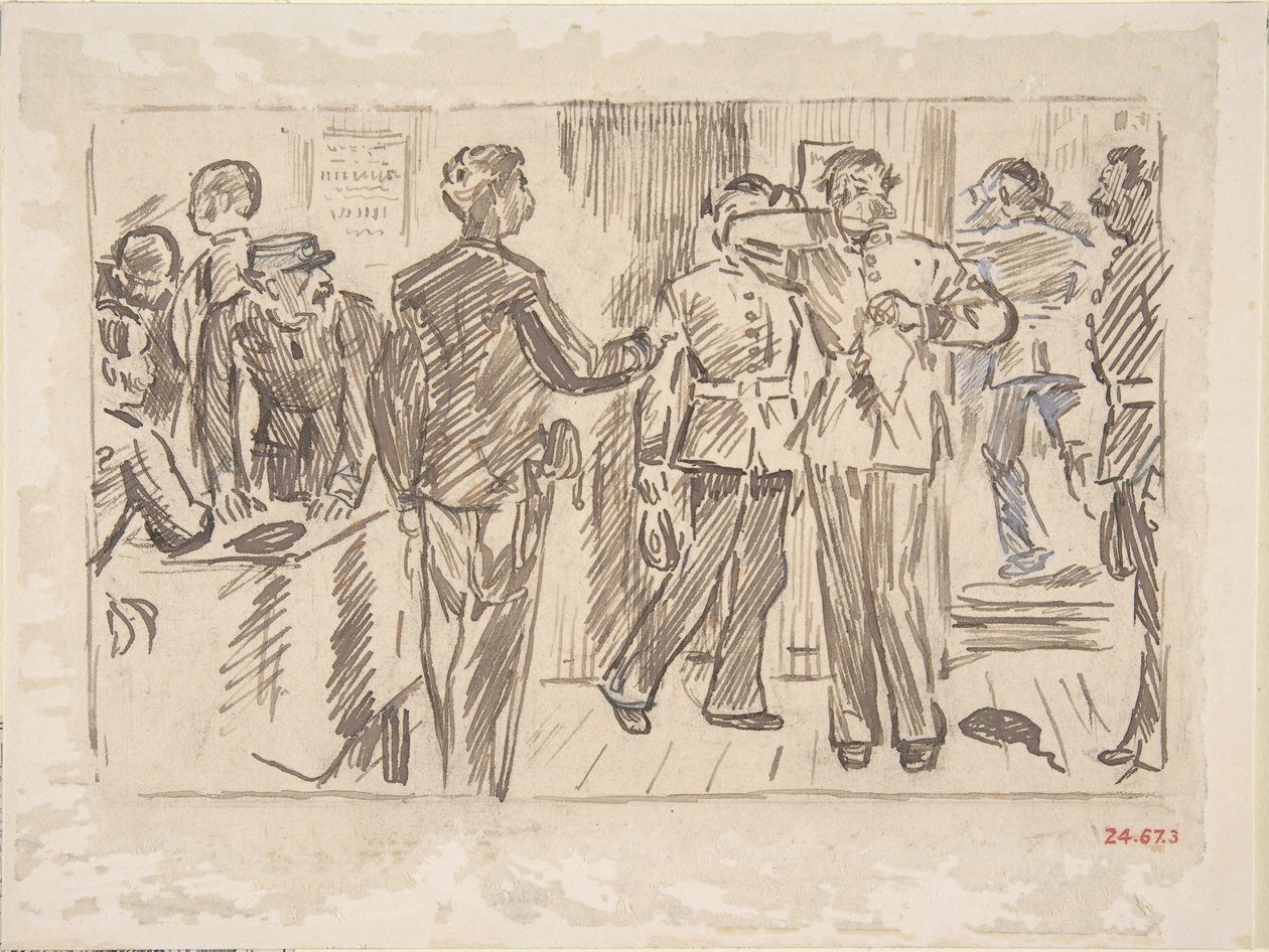 De traan van de soldaat-oud lied, ca. 1879 door Charles Samuel Keene