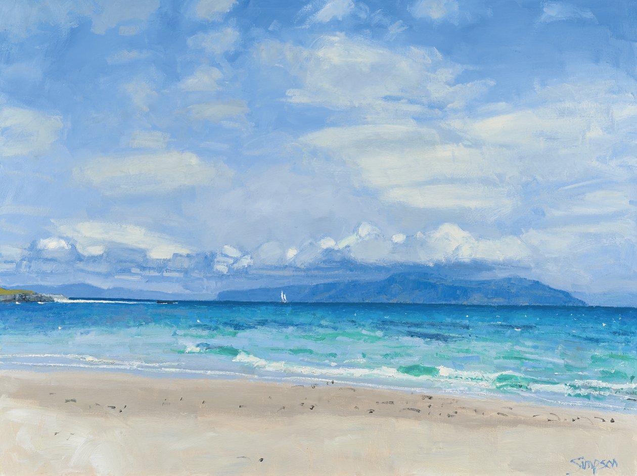 Verre jacht, Iona, 2014 (olieverf op doek) door Charles Simpson
