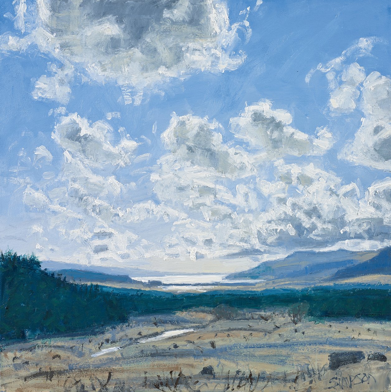 Loch Scridain, Mull, 2013 (olieverf op doek) door Charles Simpson
