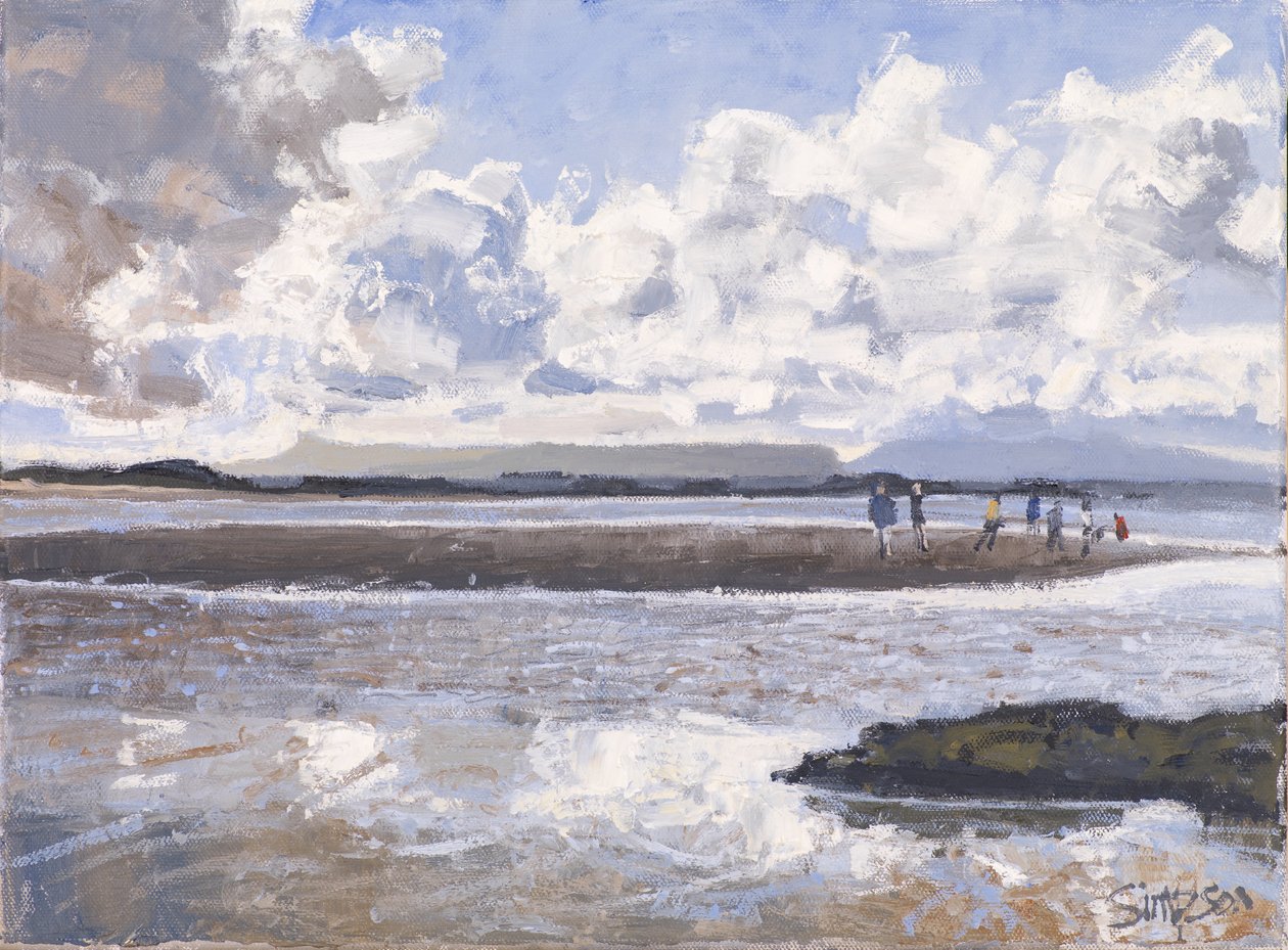 Op het strand, 2017 (olieverf op doek) door Charles Simpson