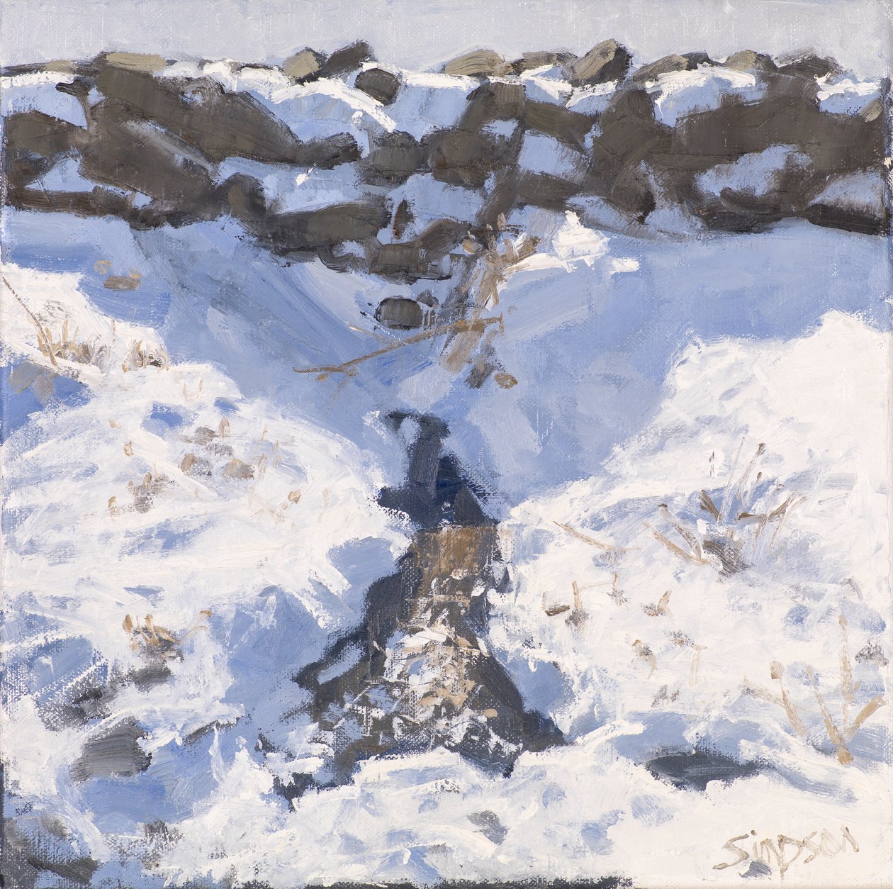 Sneeuw langs de weg, 2016 (olieverf op doek) door Charles Simpson