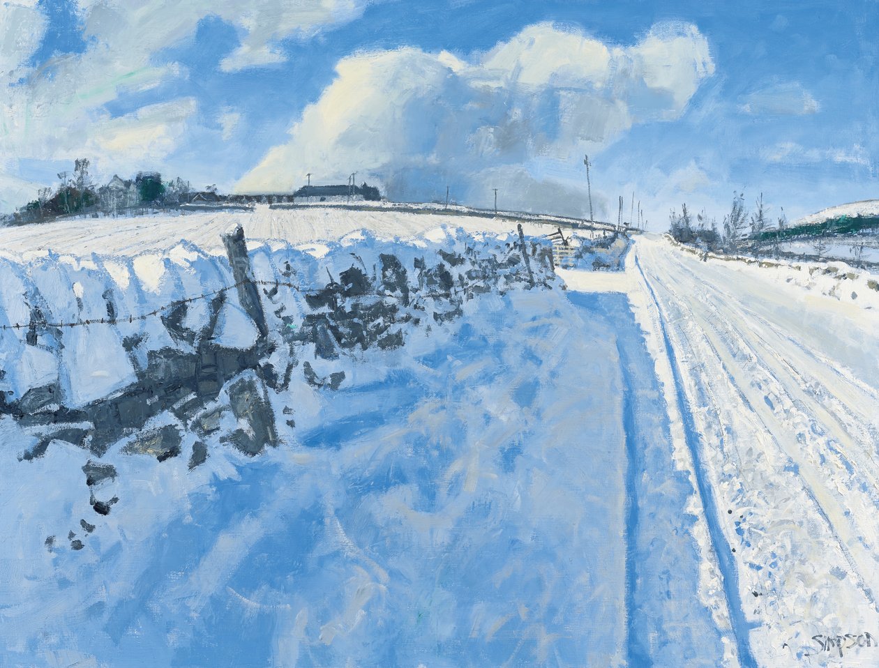 Besneeuwde weg, 2014 (olieverf op doek) door Charles Simpson