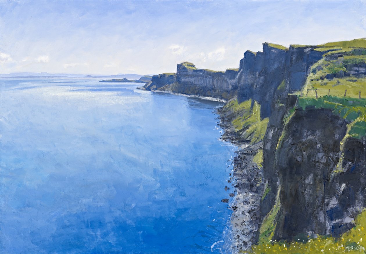Summer Cliffs, Skye, 2011 (olieverf op doek) door Charles Simpson