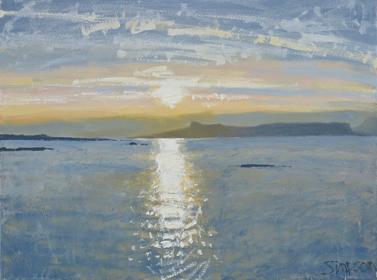 Zonsondergang Zee, 2013 (olieverf op doek) door Charles Simpson