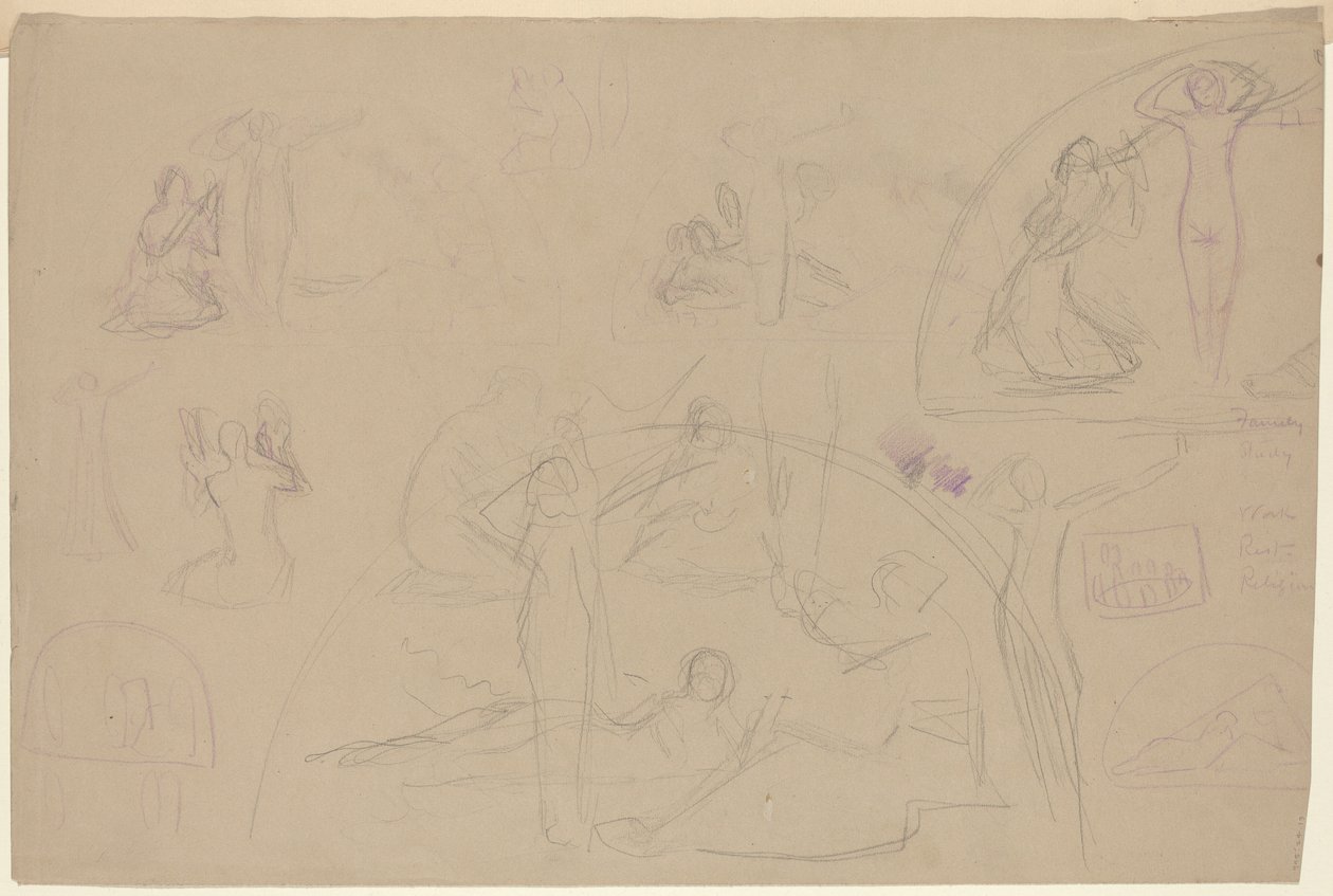 Studies voor een lunet (verso) door Charles Sprague Pearce